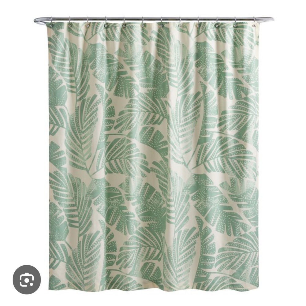 World Market Jakarta Palm Green And White Shower Curtain